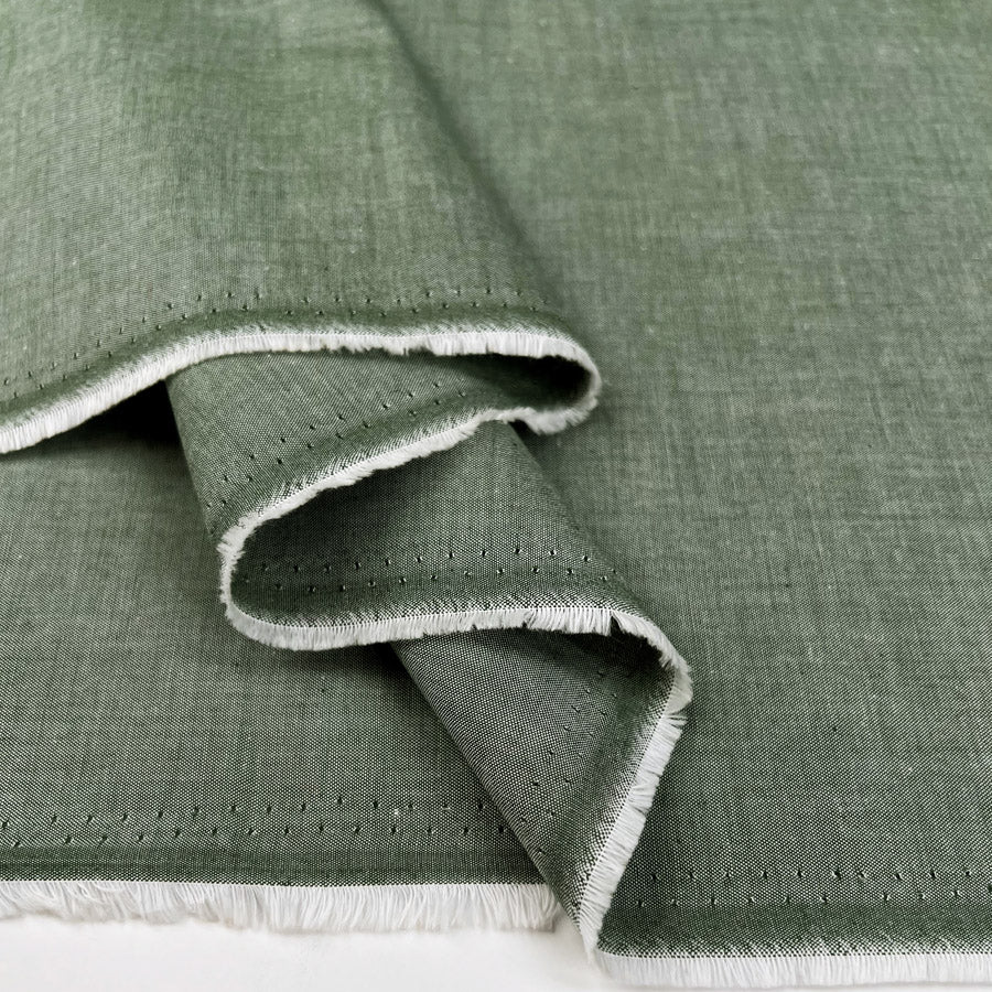 Finest Chambray Bottle Cotton Lightweight Plain Woven Dress Fabric Fold