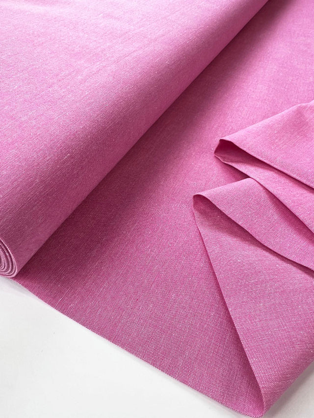 Finest Chambray Cotton Fabric Fuchsia Bolt