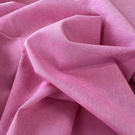 Finest Chambray Cotton Fabric Fuchsia Close Up