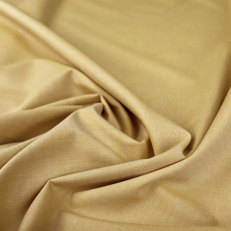 Finest Chambray Ochre Cotton Lightweight Plain Woven Dress Fabric