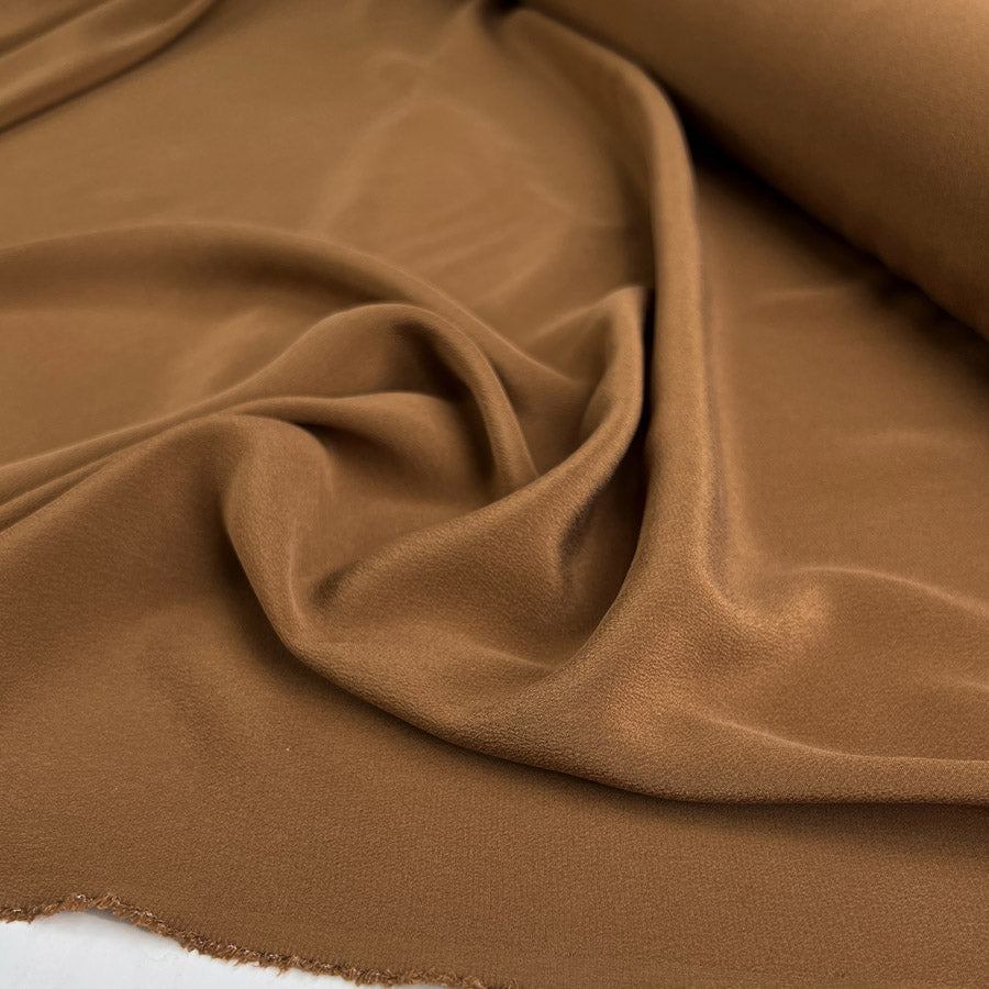 Finest Silk Bronze Brown Plain Italian Deadstock Lightweight Dress Fabric
