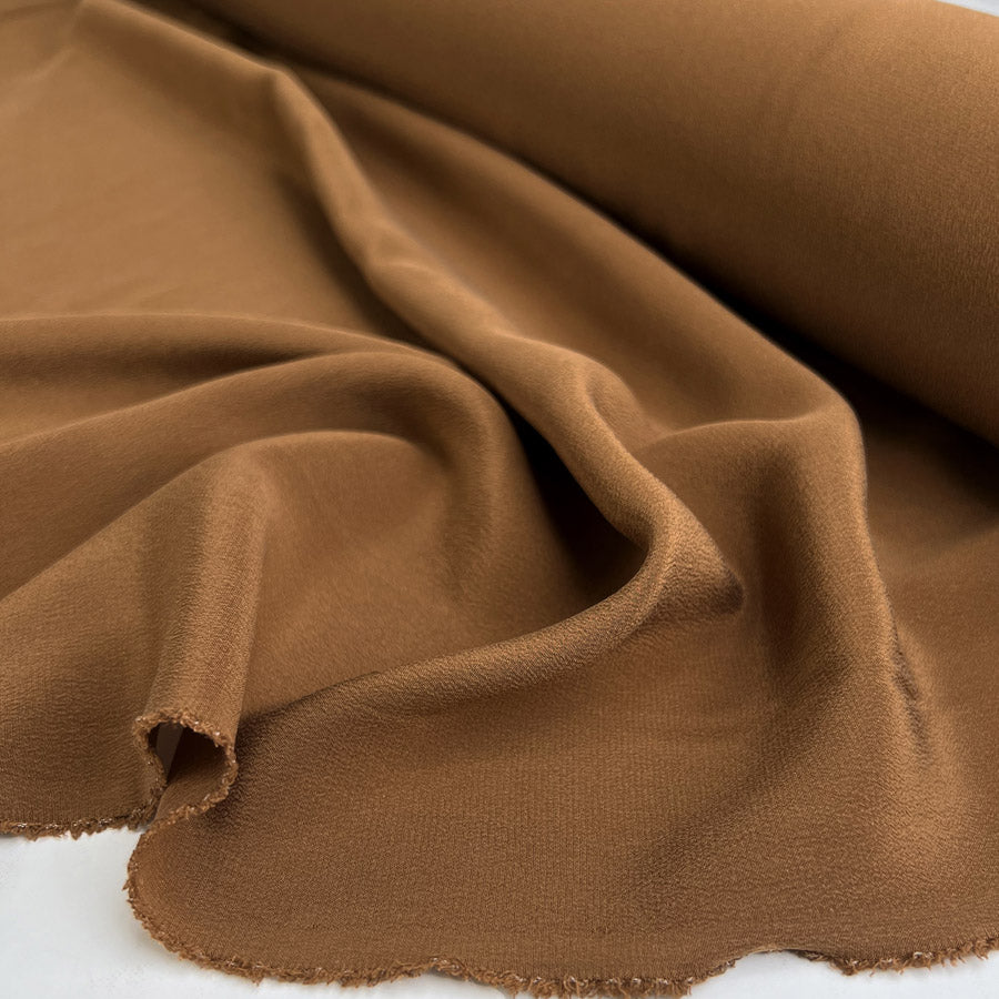 Finest Silk Bronze Brown Plain Italian Deadstock Lightweight Dress Fabric