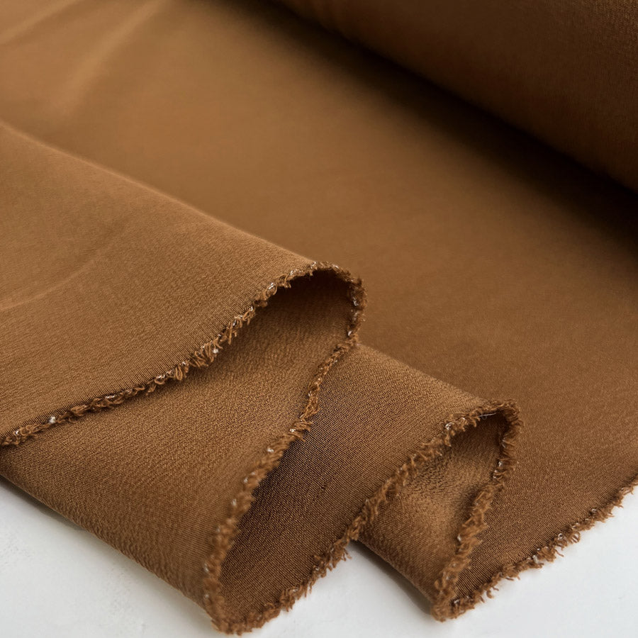 Finest Silk Bronze Brown Plain Italian Deadstock Lightweight Dress Fabric Fold