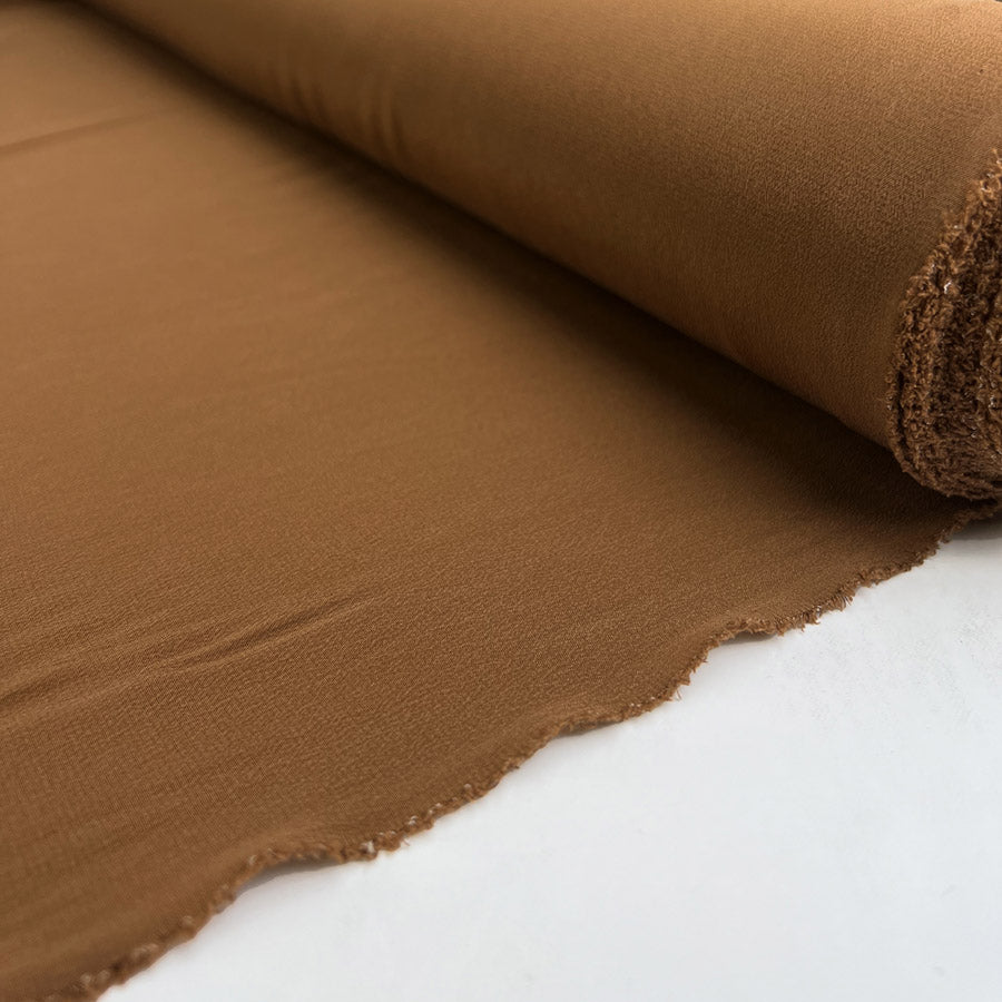 Finest Silk Bronze Brown Plain Italian Deadstock Lightweight Dress Fabric Roll