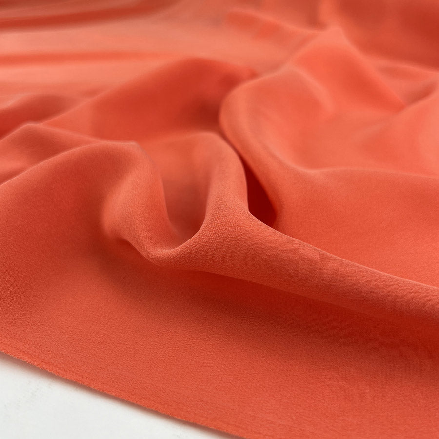 Finest Silk Coral Orange Plain Italian Deadstock Lightweight Dress Fabric Cu 715Ebd3D 28A7 435F B2A4 0294F114Ca51
