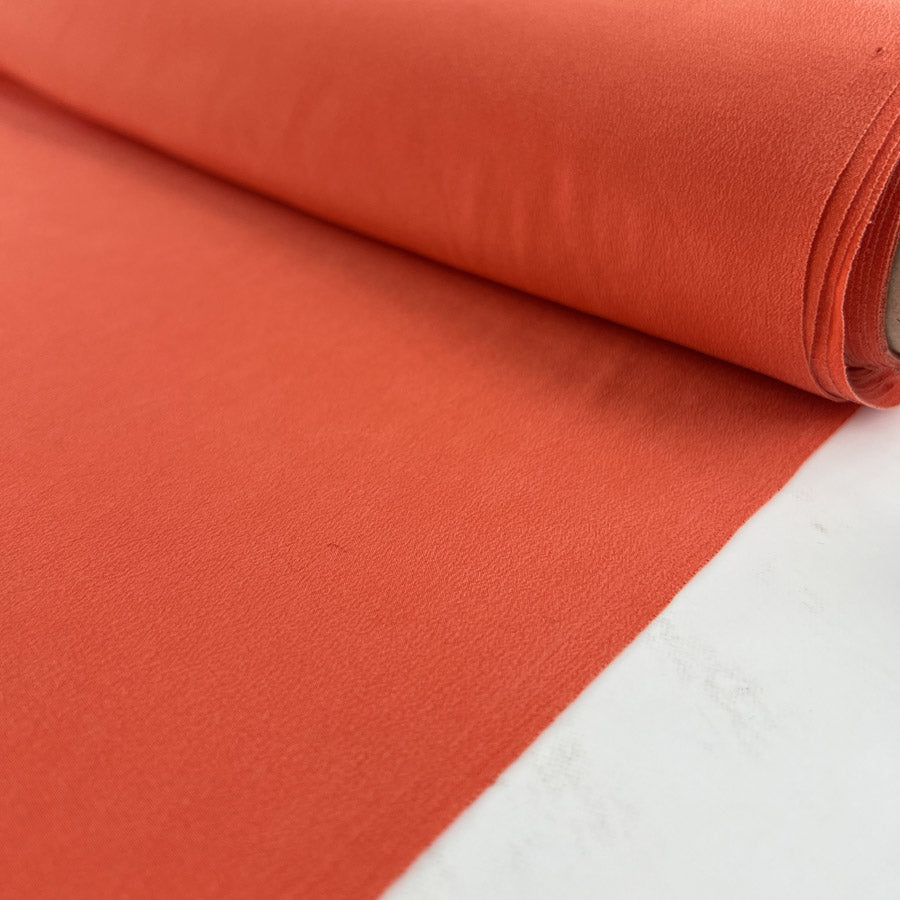 Finest Silk Coral Orange Plain Italian Deadstock Lightweight Dress Fabric Roll Aa843913 Ba14 4B97 B65C 2A4D1B3C0453