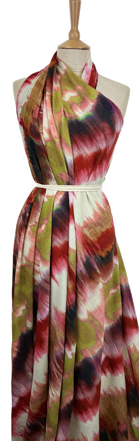 Fiona Volcano Polyester Pleated Tie Dye Printed Dress Fabric Mannequin
