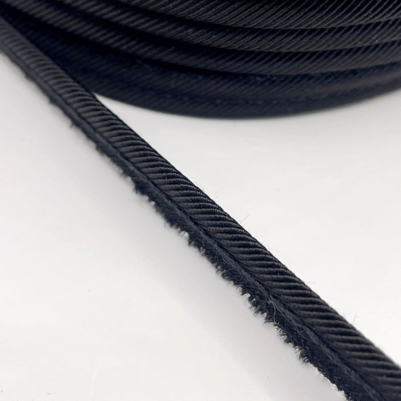 Flanged Insert Decorative Piping Cord Black Roll