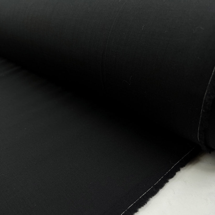 Fleece wool suiting black elastane stretch woven italian deadstock fabric roll