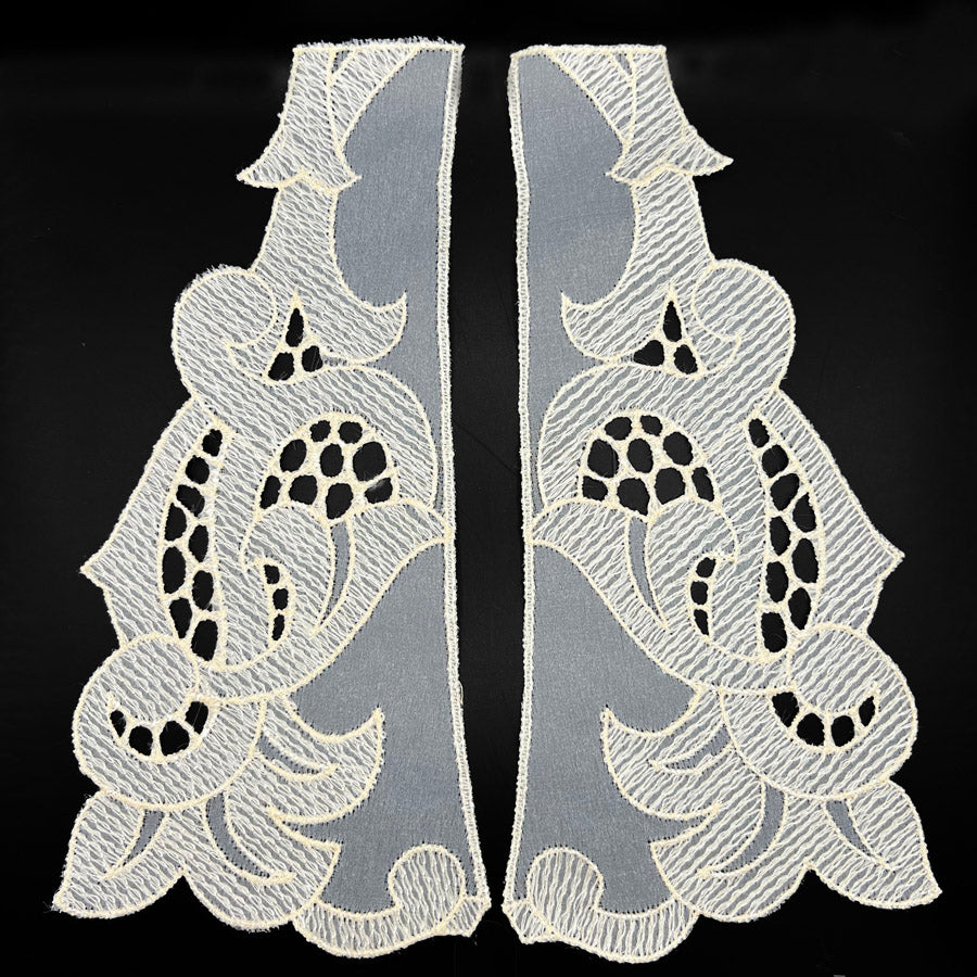 Fleur Embroidered Cotton Polyester Collar Vintage Lace Cream Full