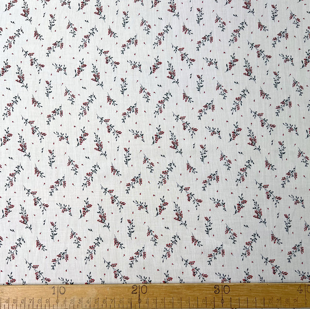 Floating In Circles Viscose Yoryu Lawn Fabric Rosie Red Ruler
