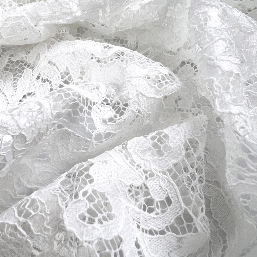 Floral Corded Polyester Lace Dress Fabric Lace Ivory