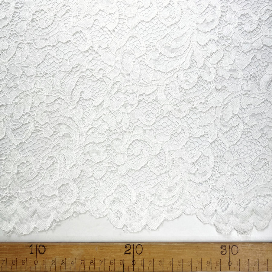 Floral Corded Polyester Lace Dress Fabric Lace Ivory Rule