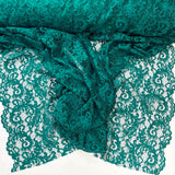 Floral Corded Polyester Lace Dress Fabric Lace Teal In