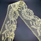 Floral Polyester Flat Lace Net Trimming Belle Yellow Fold