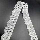 Floral Polyester Flat Lace Net Trimming Sarah White Fold