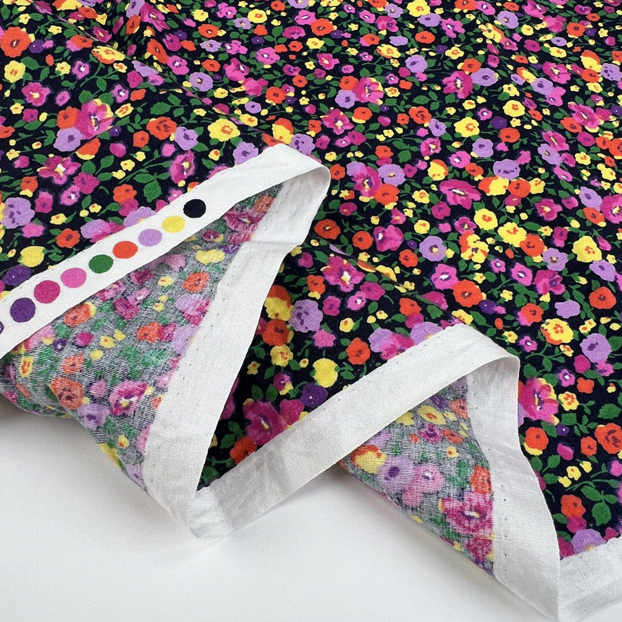 Floral Pop Navy Cotton Poplin Pink Multicoloured Craft Dress Fabric Fold