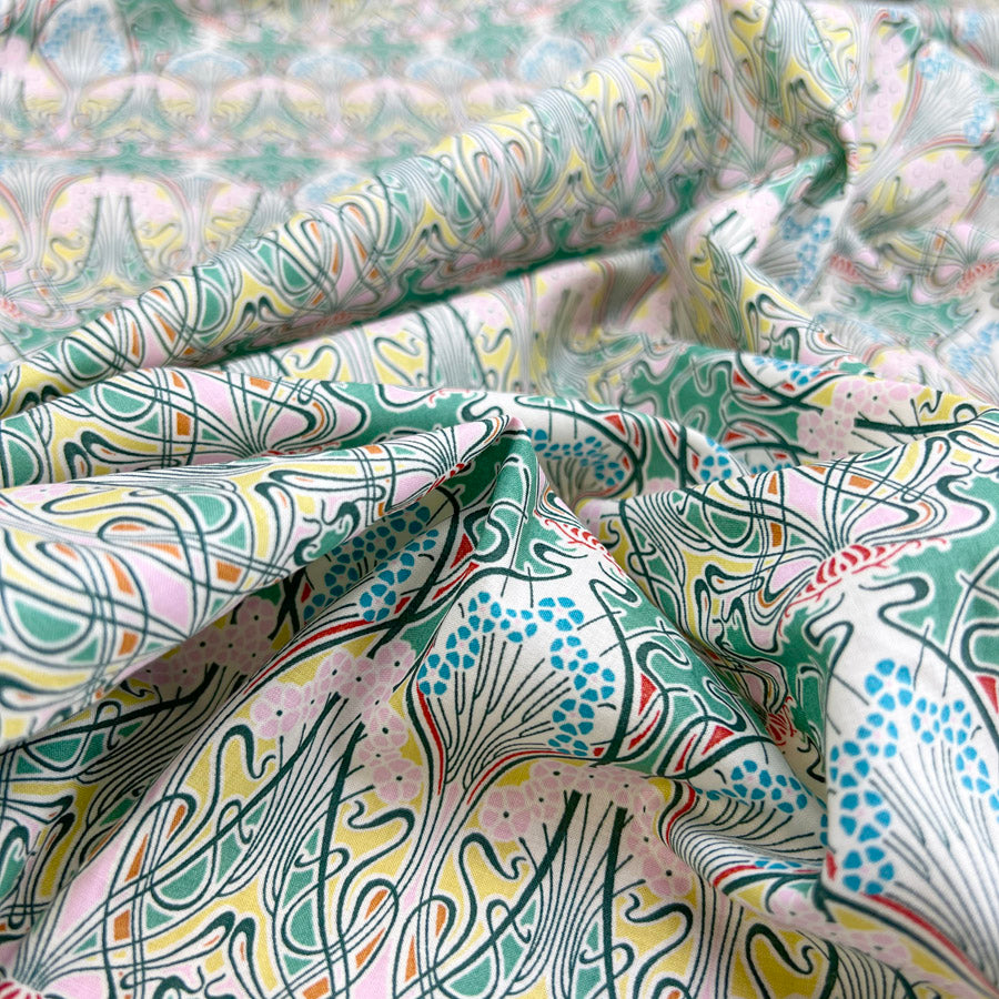 Floral Print Dress Fabric Pima Cotton Lawn Vine Pastel
