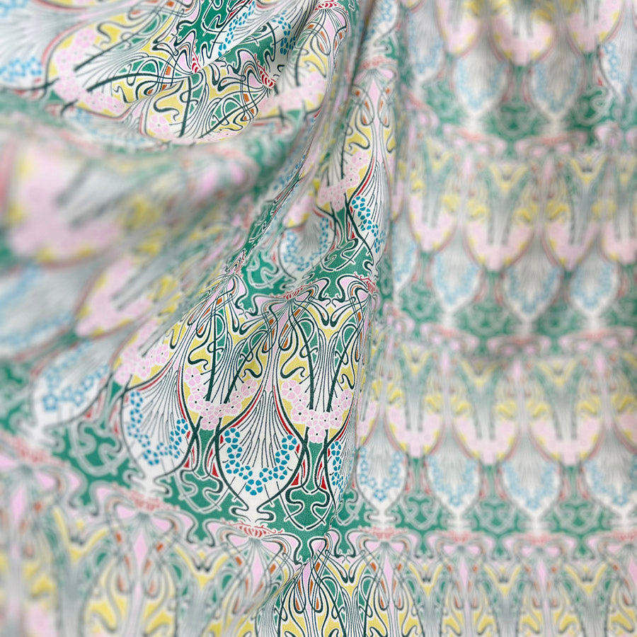 Floral Print Dress Fabric Pima Cotton Lawn Vine Pastel Drape