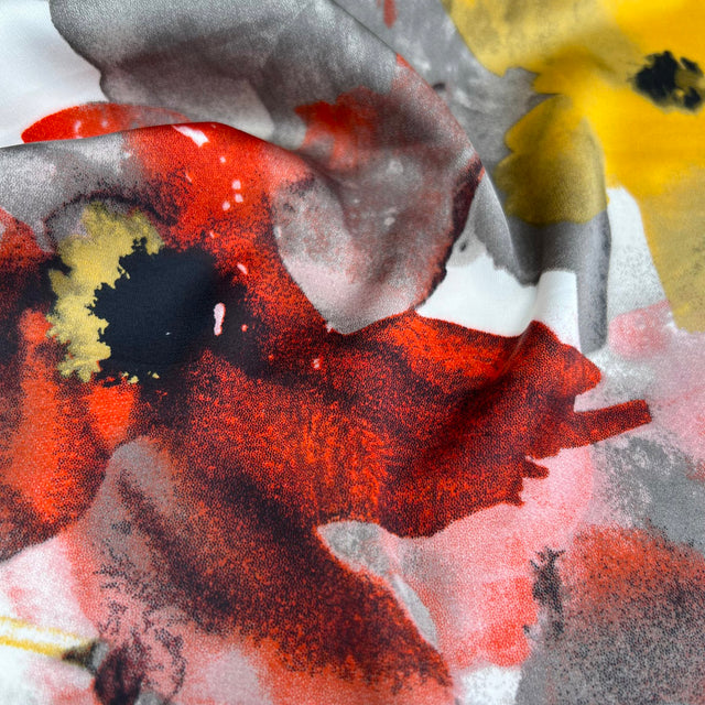 Floral Print Polyester Dress Fabric Silky Satin Flanders