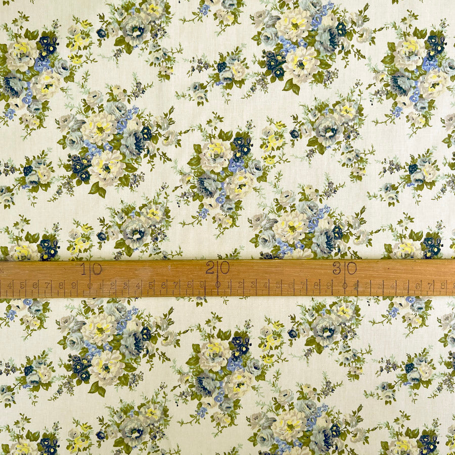 Floral printed cotton poplin dress fabric sewing room little nanna ruler