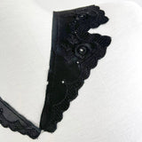 Floral Satin Embroidered Collar Downton Abbey Violet Black Cu1