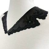 Floral Satin Embroidered Collar Downton Abbey Violet Black Side