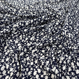 Flowerdrops Jersey Navy White Floral Viscose Lycra Stretch Knit Tshirt Fabric