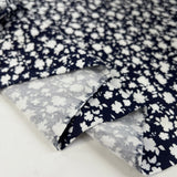 Flowerdrops Jersey Navy White Floral Viscose Lycra Stretch Knit Tshirt Fabric Fold