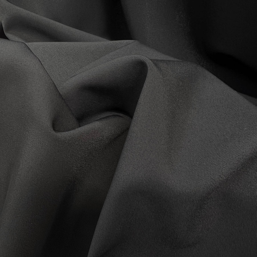 Flowy Black Polyester Elastane Dressmaking Fabric