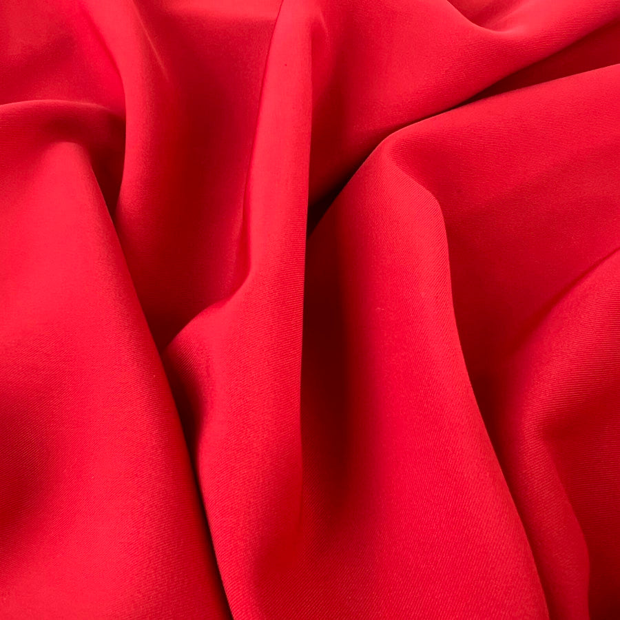 Flowy Red Polyester Elastane Red Dressmaking Fabric