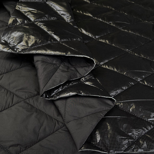 Foil Quilting Black Polyester Wadded Diamond Coating Fabric Fold
