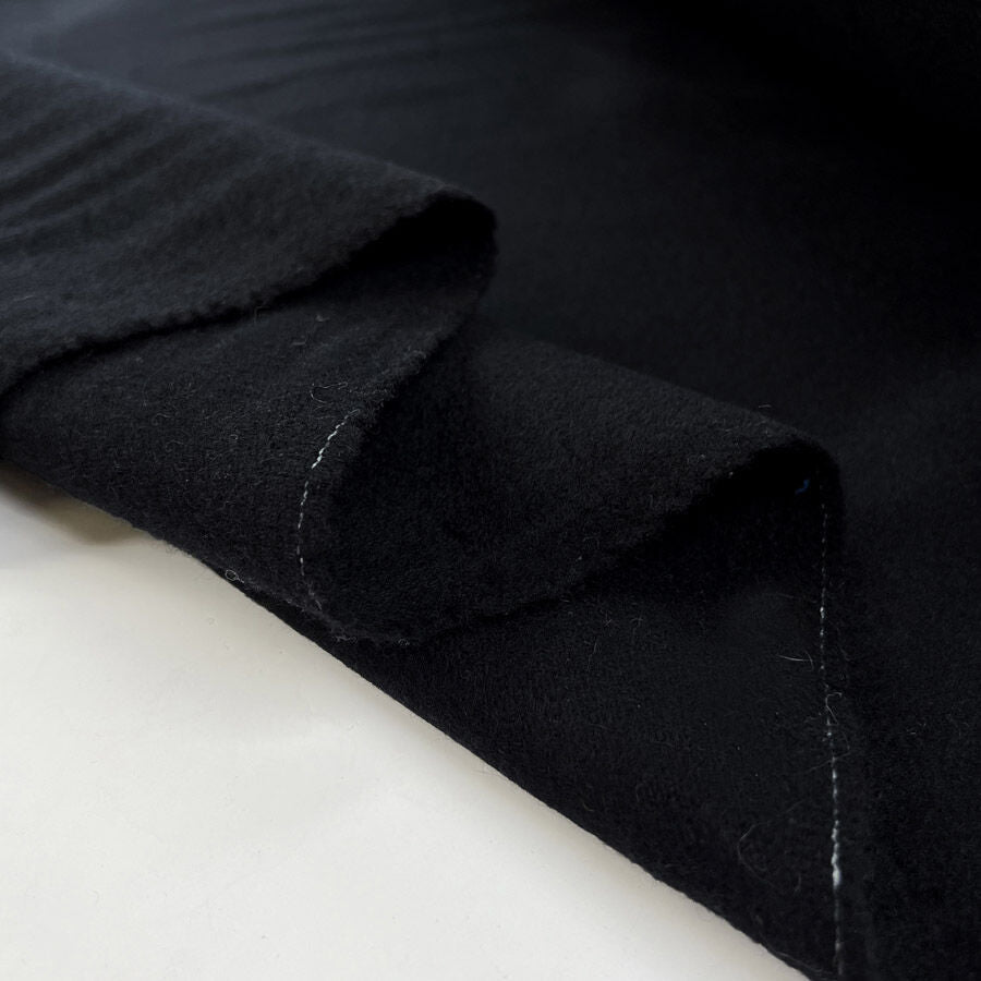 Fontayne Wool Cashmere Black Lightweight Italian Coating Fabric Fold