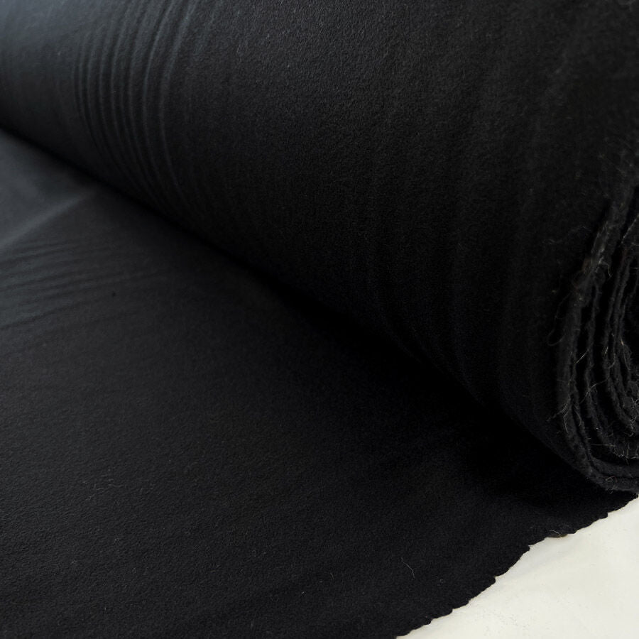 Fontayne Wool Cashmere Black Lightweight Italian Coating Fabric Roll