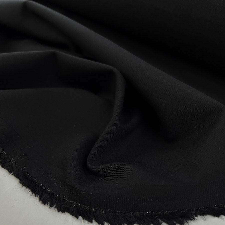 Formality Cotton Elastane Black Suiting Woven Fabric Cu1