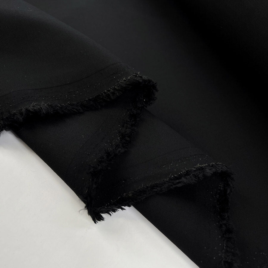 Formality Cotton Elastane Black Suiting Woven Fabric Fold