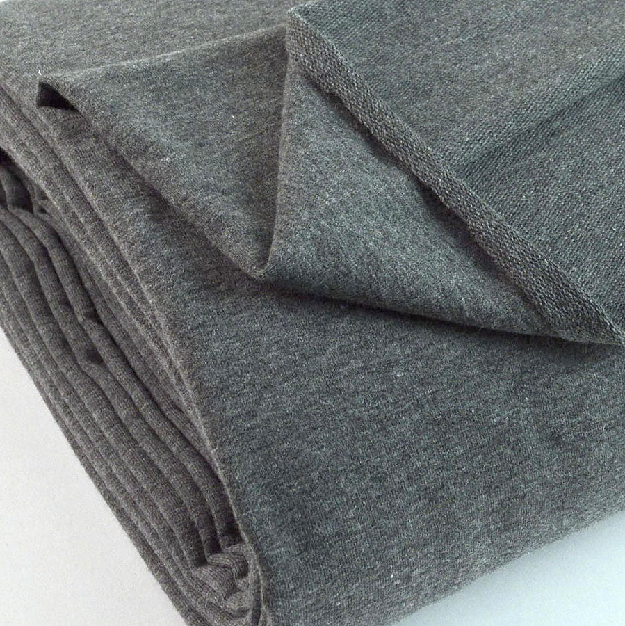 French Terry Dark Grey Jersey Fabric With A Looped Back Scale Fabric Close Up Photo