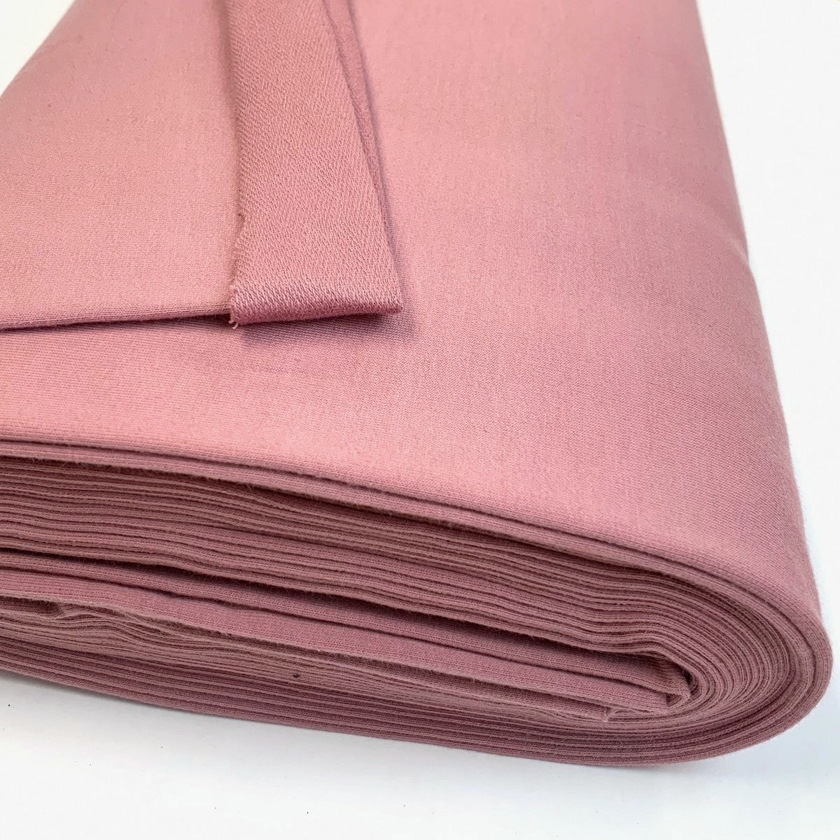 French Terry Milkshake Plain Dusky Pink Coloured French Terry Sweatshirt Knitted Jersey Fabric Close Up Drape Fabric Photo Custom