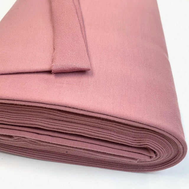 French Terry Milkshake Plain Dusky Pink Coloured French Terry Sweatshirt Knitted Jersey Fabric Close Up Drape Fabric Photo Custom