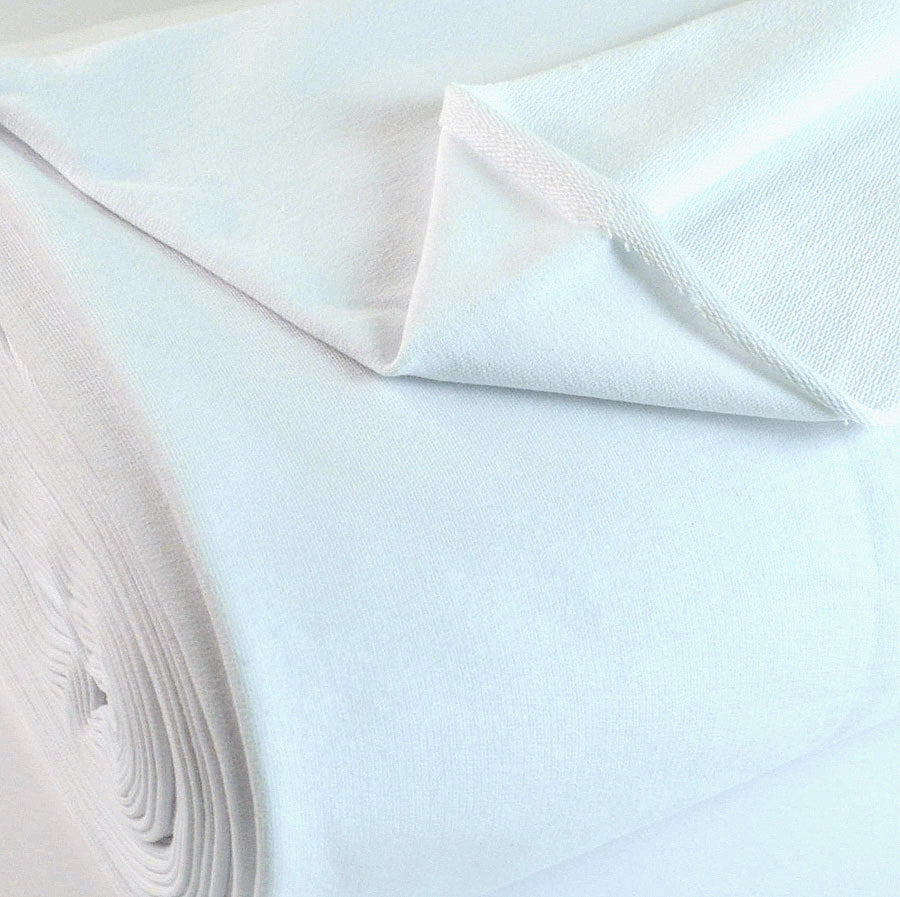 French Terry White Jersey Fabric With A Looped Back Scale Fabric Close Up Photo