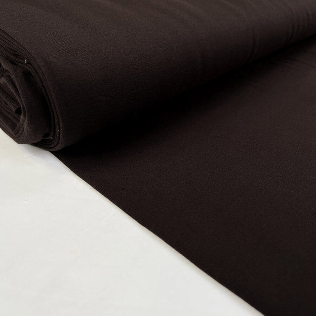 French Terry Chocolate Brown Cotton Elastane Stretch Knit Jersey Fabric Bolt