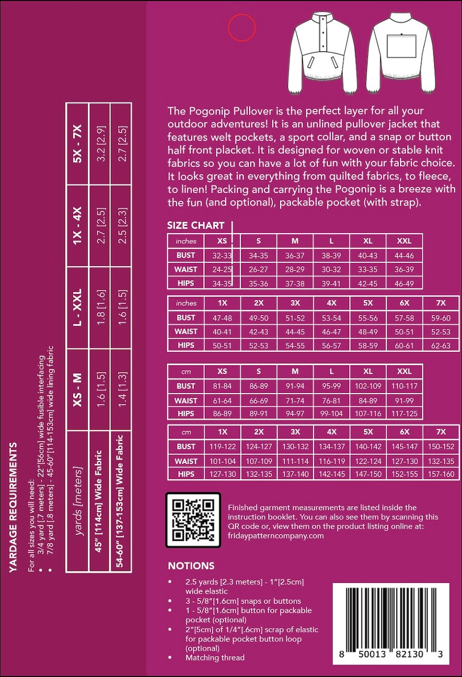 Friday Pattern Company Pogonip Pullover Pattern Back