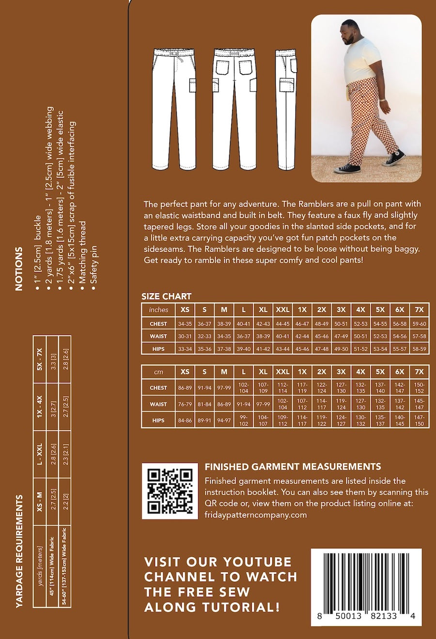 Friday Pattern Company Rambler Pants Pattern Back