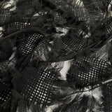 Frills And Frocks Black Polyester Check Net Square Pattern Fabric Cu1