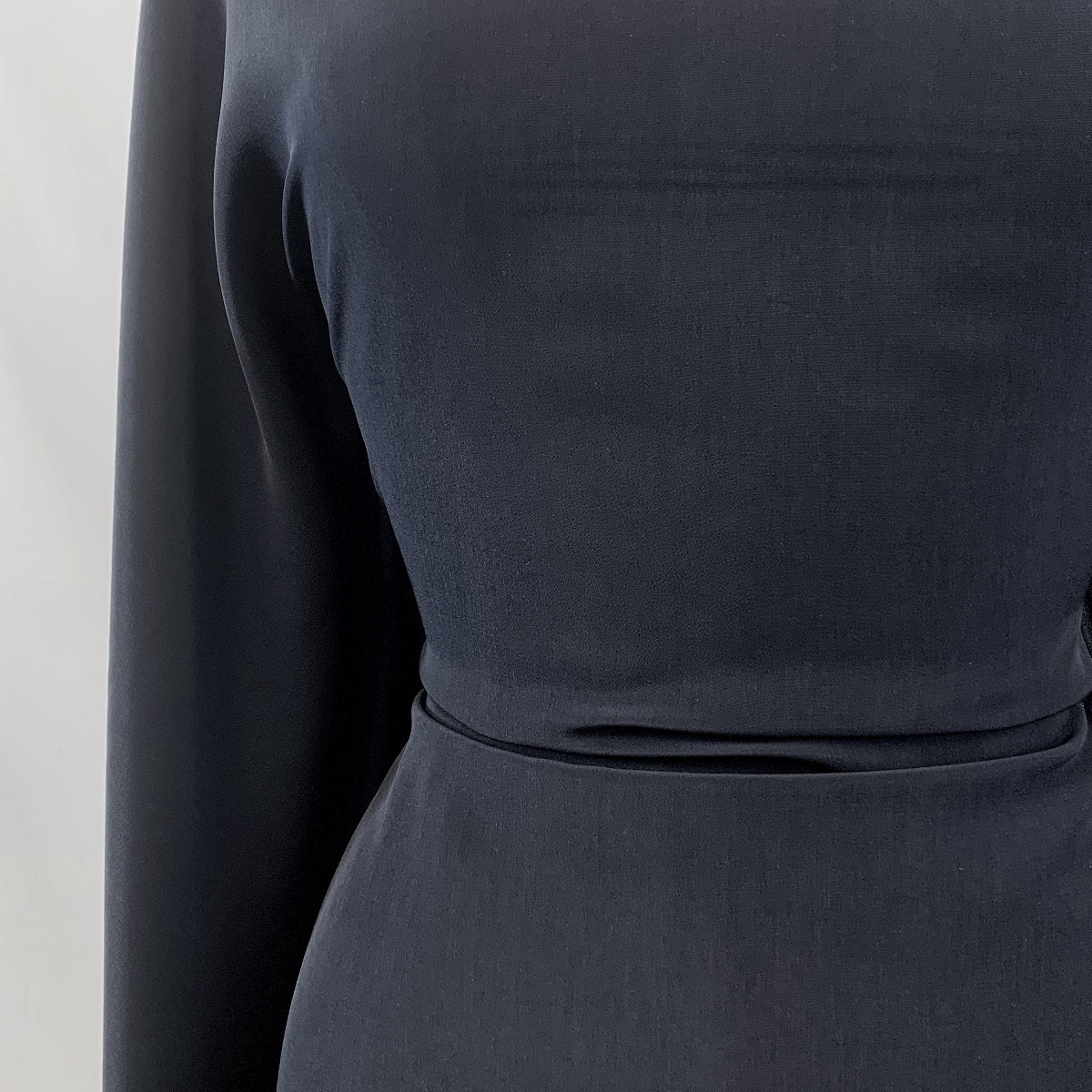 Front Page Navy Soft Polyester Peachskin Dress Fabric Close Up