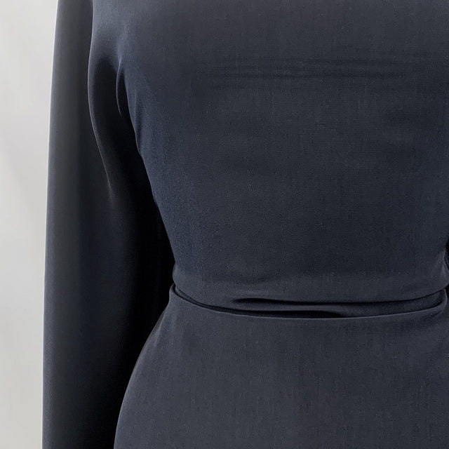 Front Page Navy Soft Polyester Peachskin Dress Fabric Close Up