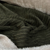 Fur Lined Corduroy Olive Green Polyester Nylon Soft Coating Fabric