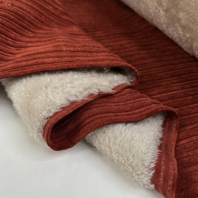 Fur Lined Corduroy Rust Orange Polyester Nylon Soft Coating Fabric Fold E455Abe4 7Ca3 498D B526 Ce4Fe57A0Aa3