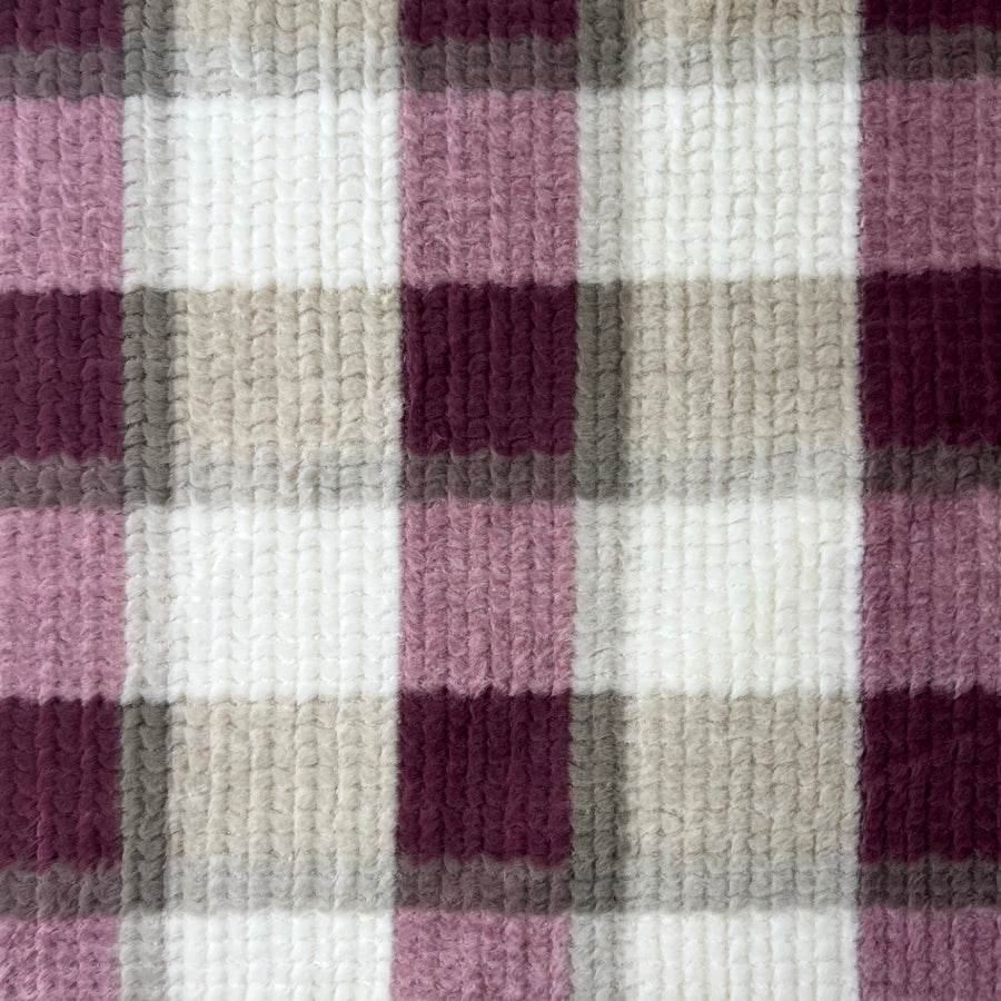Furleece Pink Check Fur Fleece Polyester Fabric