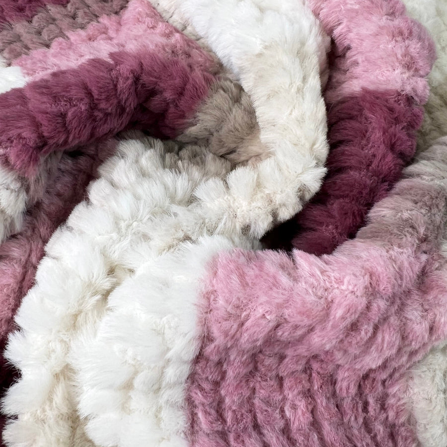 Furleece Pink Check Fur Fleece Polyester Fabric